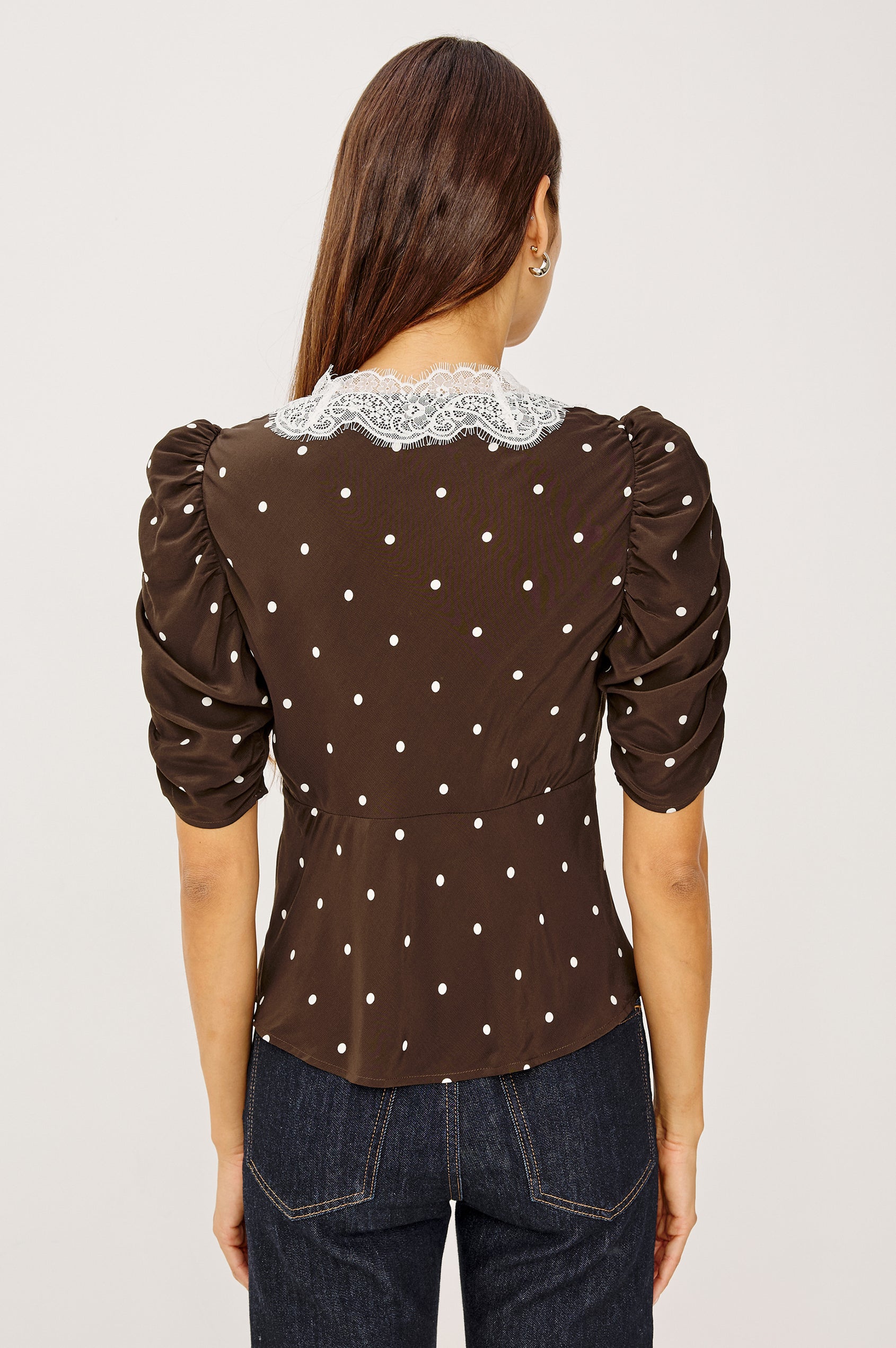 LAZARA TOP - COCOA POLKA DOTS