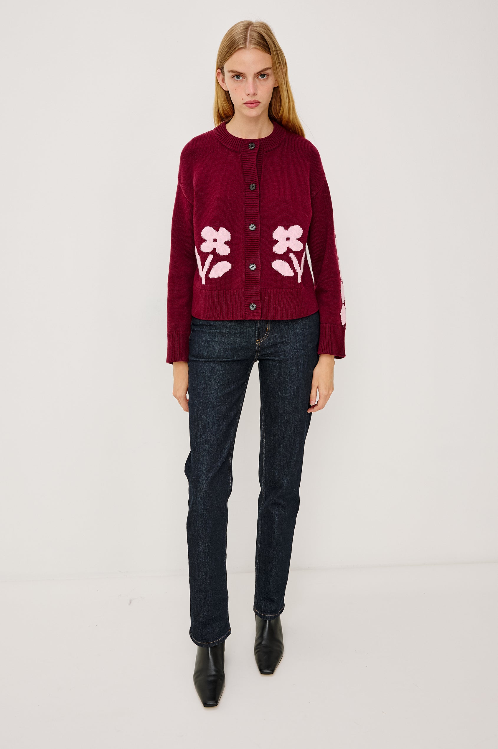 MAVIE CARDIGAN - GARNET DAISY