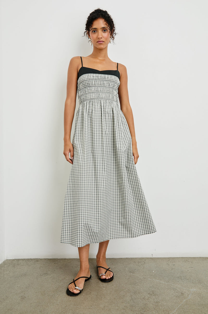PRIMROSE DRESS - IVORY JET GINGHAM – Rails Canada