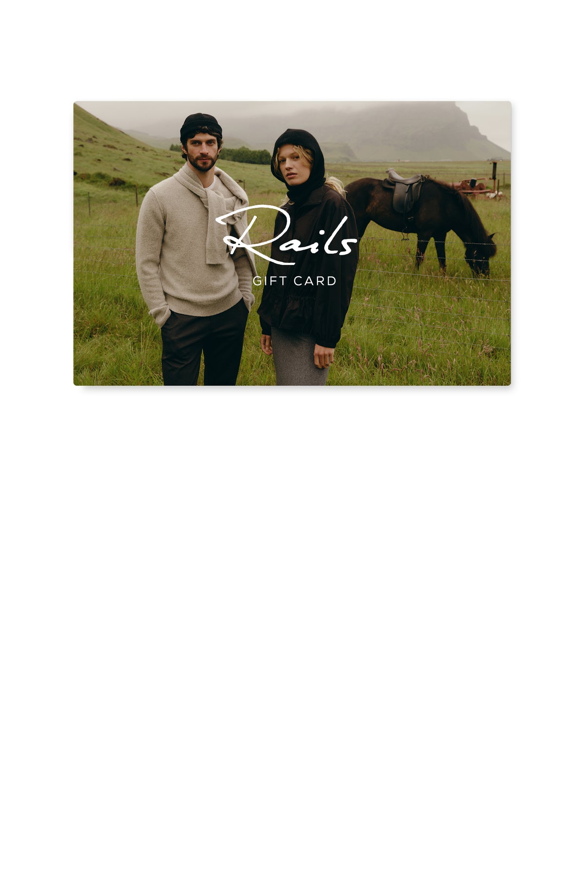 Gift Card Featuring Male and Female Model - Front View.