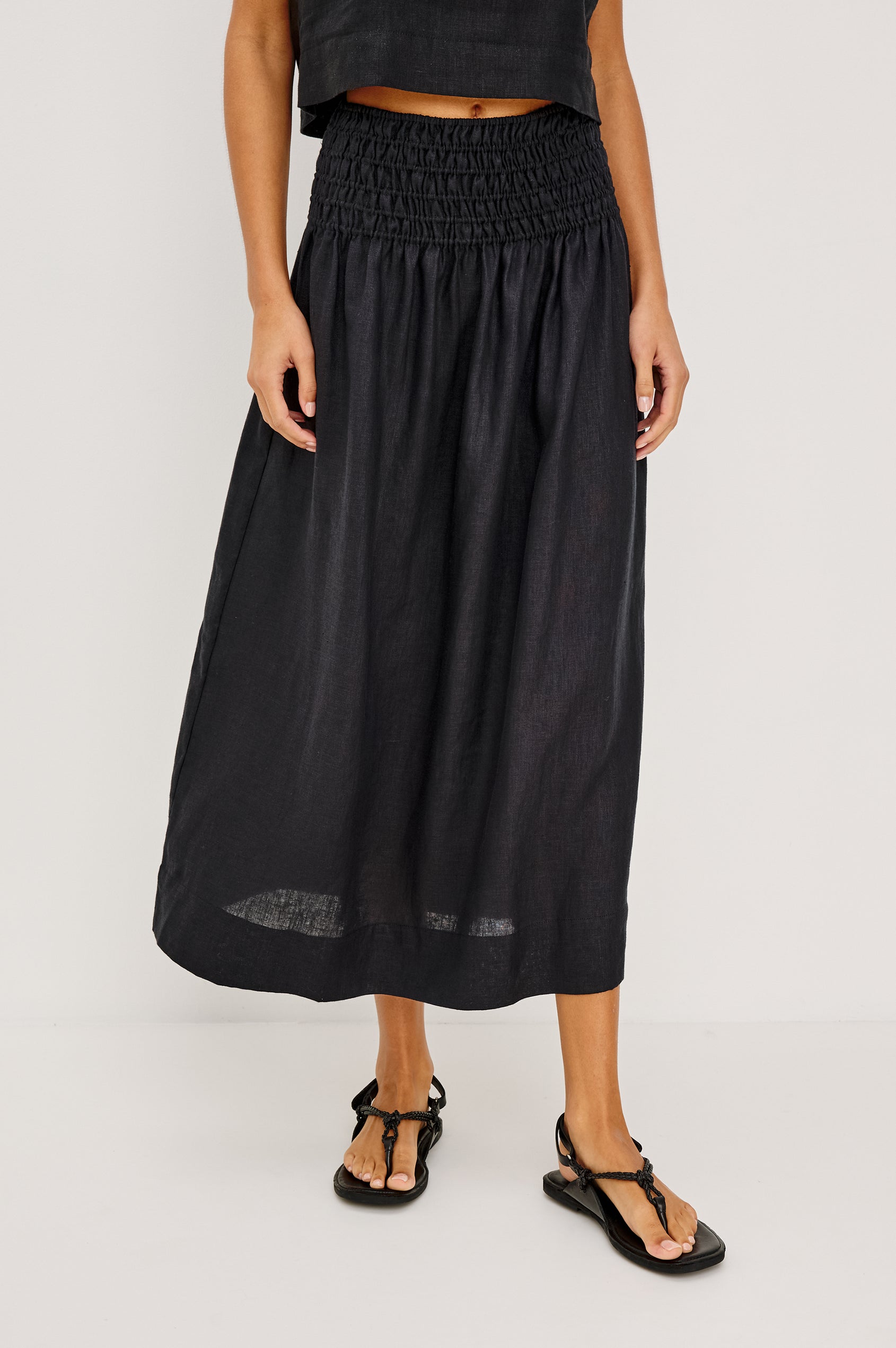 ALESSA SKIRT - BLACK LINEN