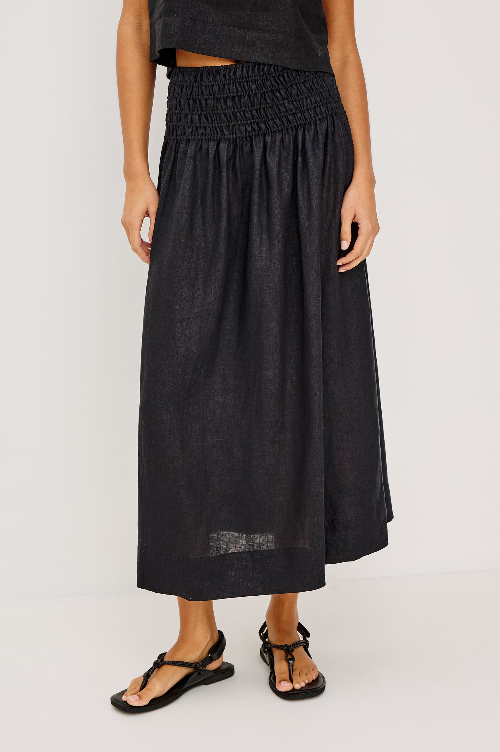 ALESSA SKIRT - BLACK LINEN