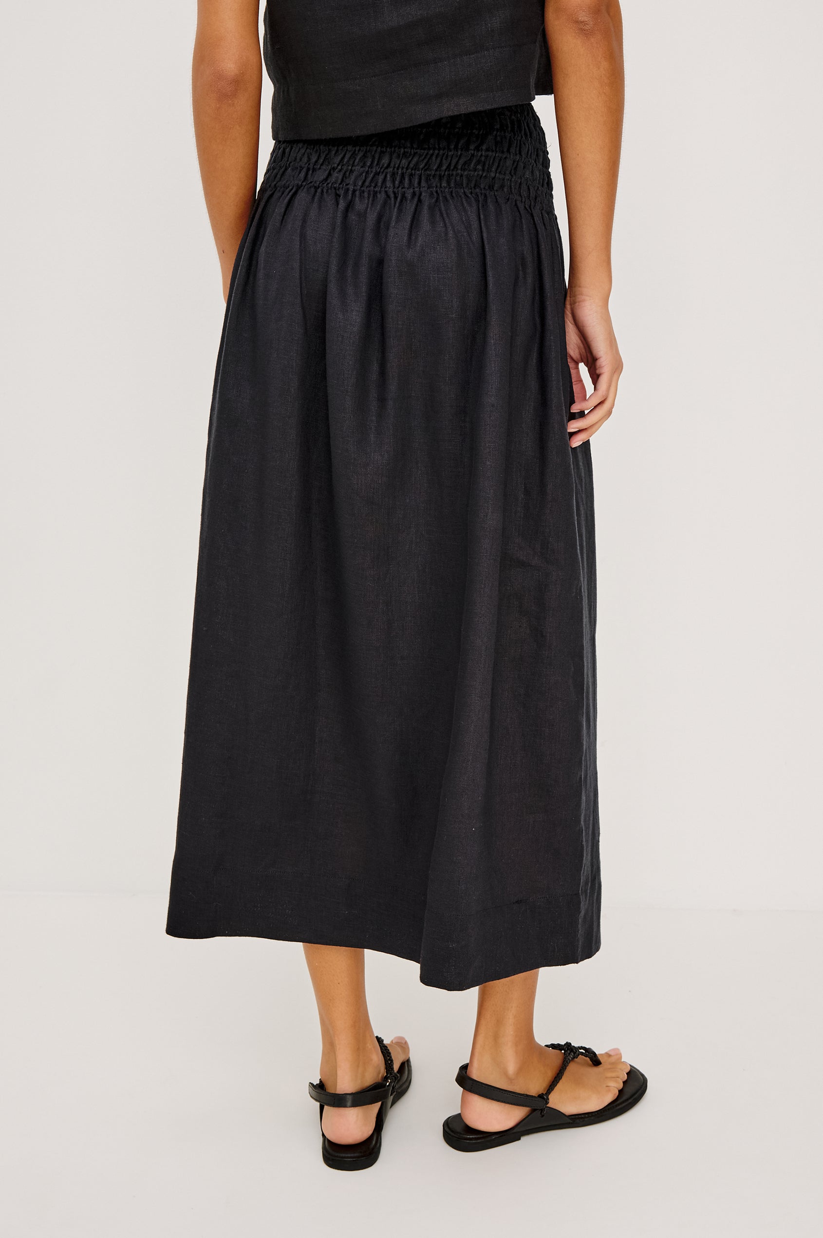 ALESSA SKIRT - BLACK LINEN