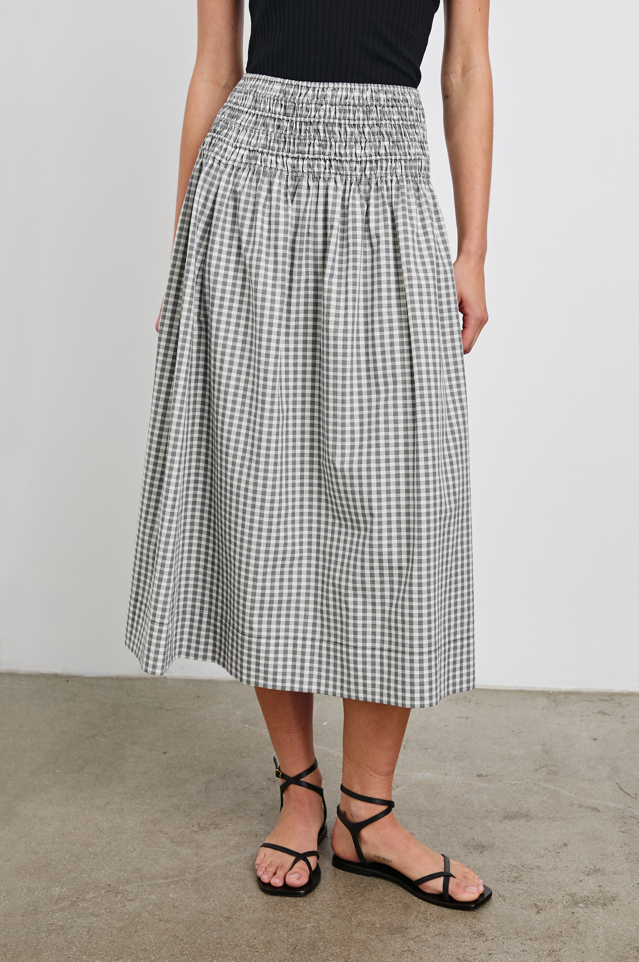 ALESSA SKIRT - IVORY JET GINGHAM – Rails Canada