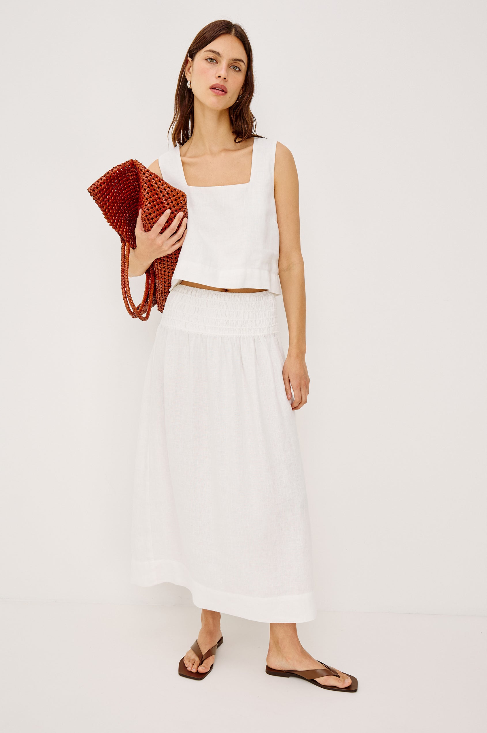 ALESSA SKIRT - WHITE LINEN