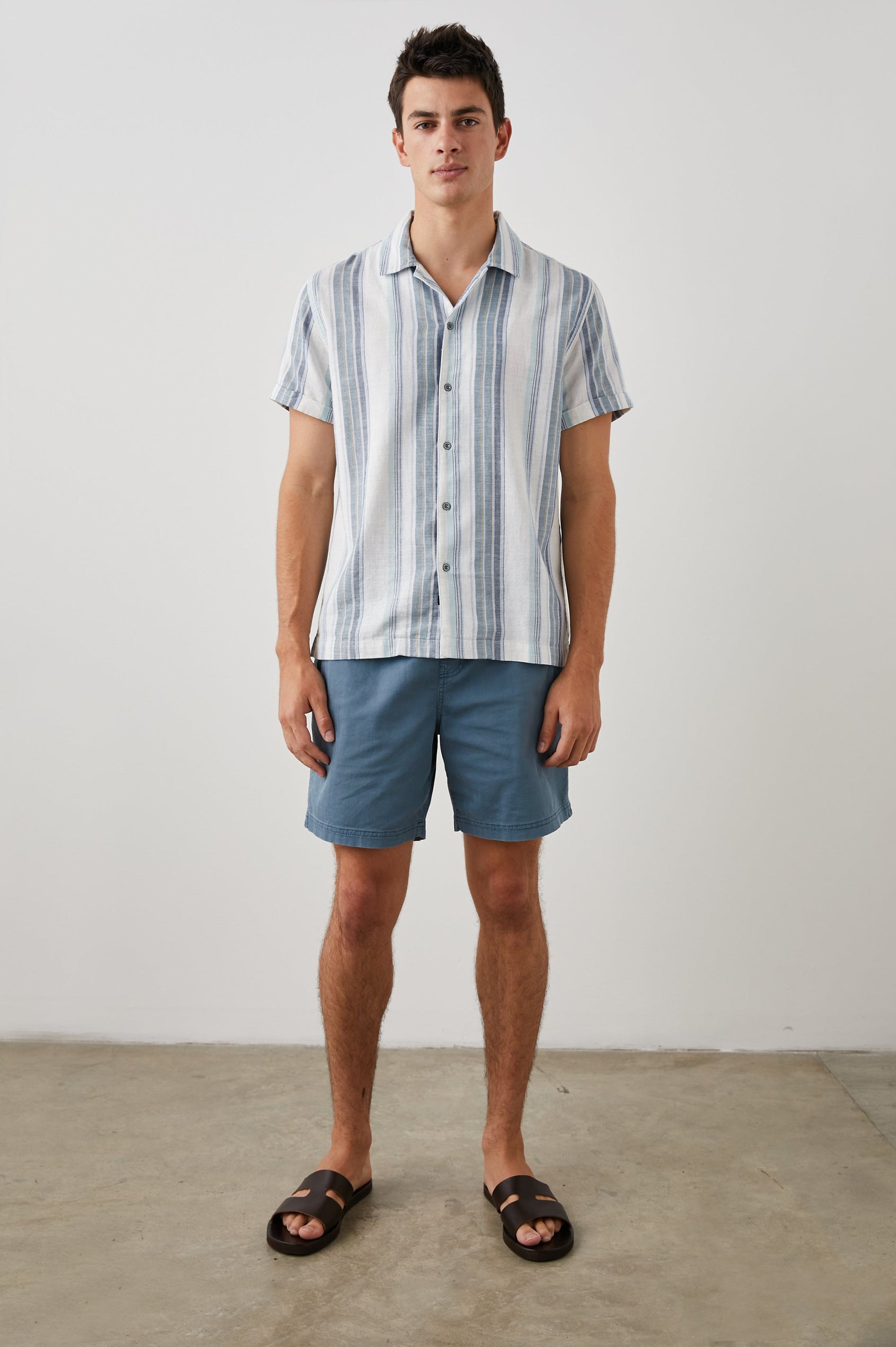 AMALFI SHIRT HALO COASTAL BLUE STRIPE - FULL FRONT BODY