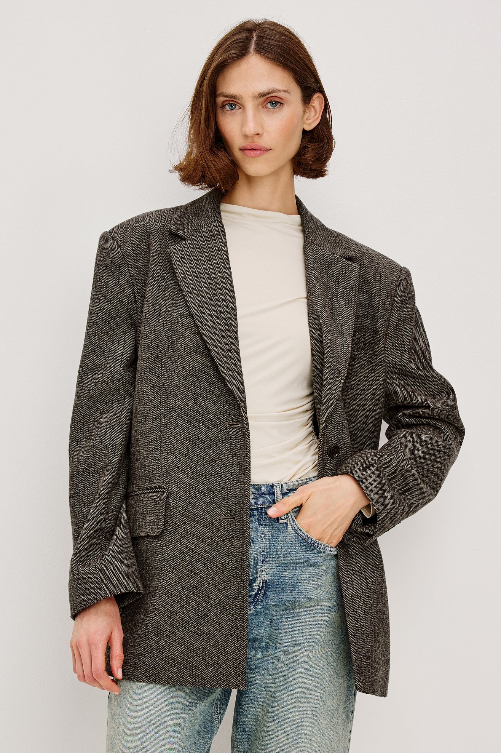 BRIDGES BLAZER - CAMEL BLACK HERRINGBONE