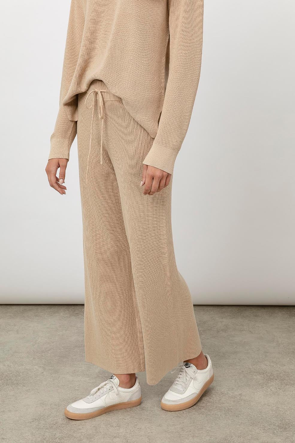 Brook Sand Drawstring Pant- side angle