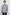 Burr Collared Shirt Jacket with Button Closure, Two Chest Button Flap Pockets and Textured Fabric in Denim White Colorway - Front Unbuttoned View Featured on Model