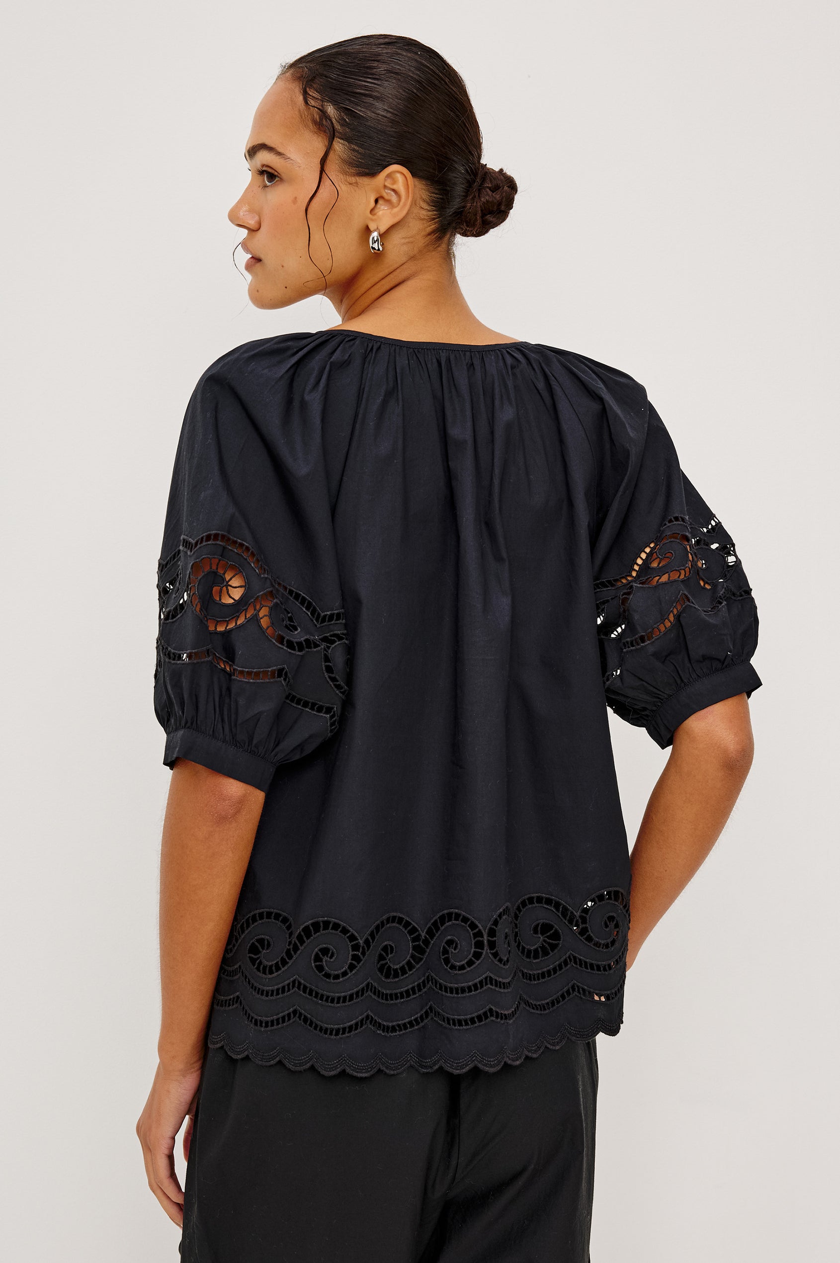 CATALENE TOP - BLACK EMBROIDERY