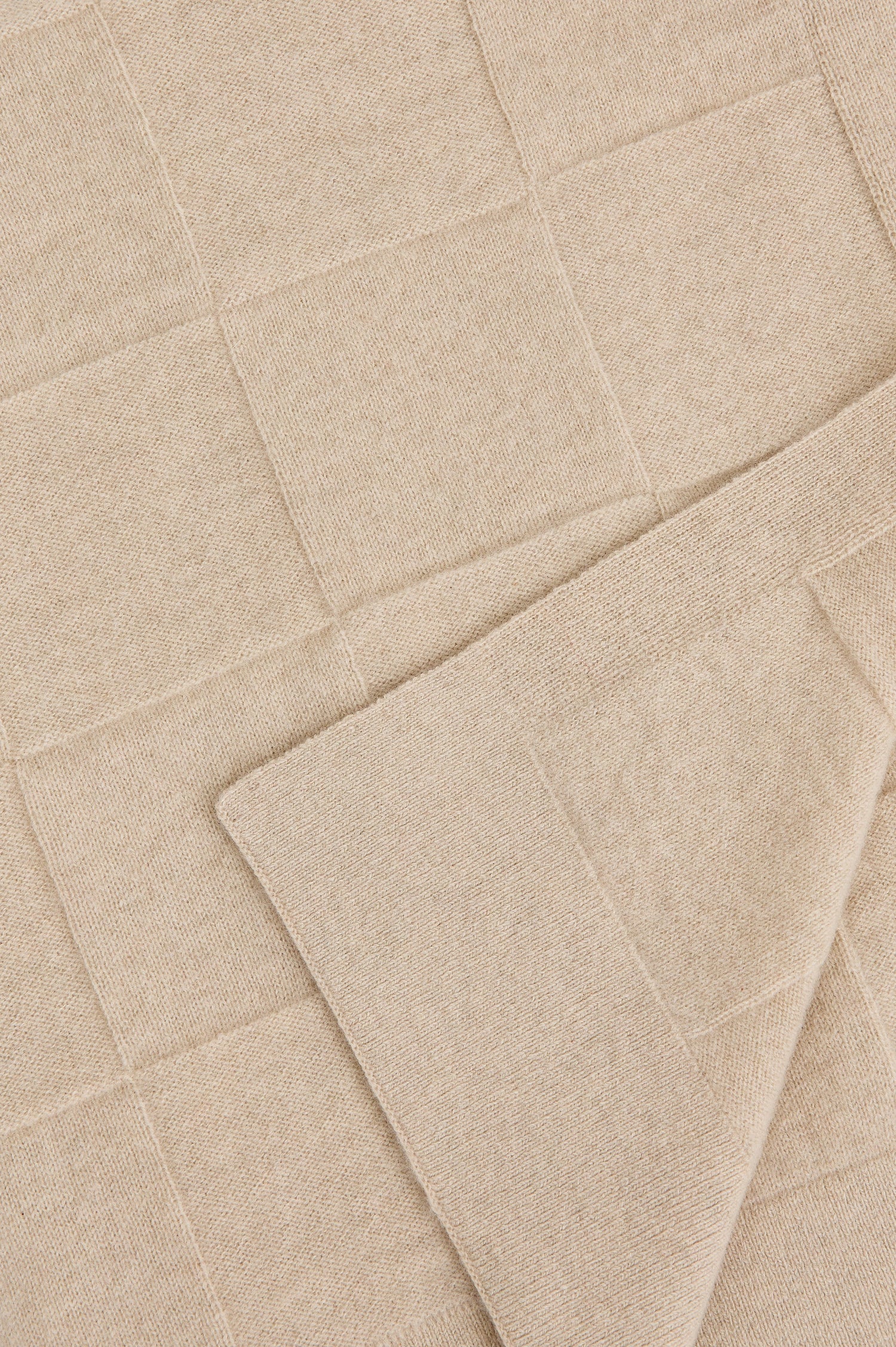 Cashmere Throw with a Quilted Knit in Alabaster Colorway - Close up View