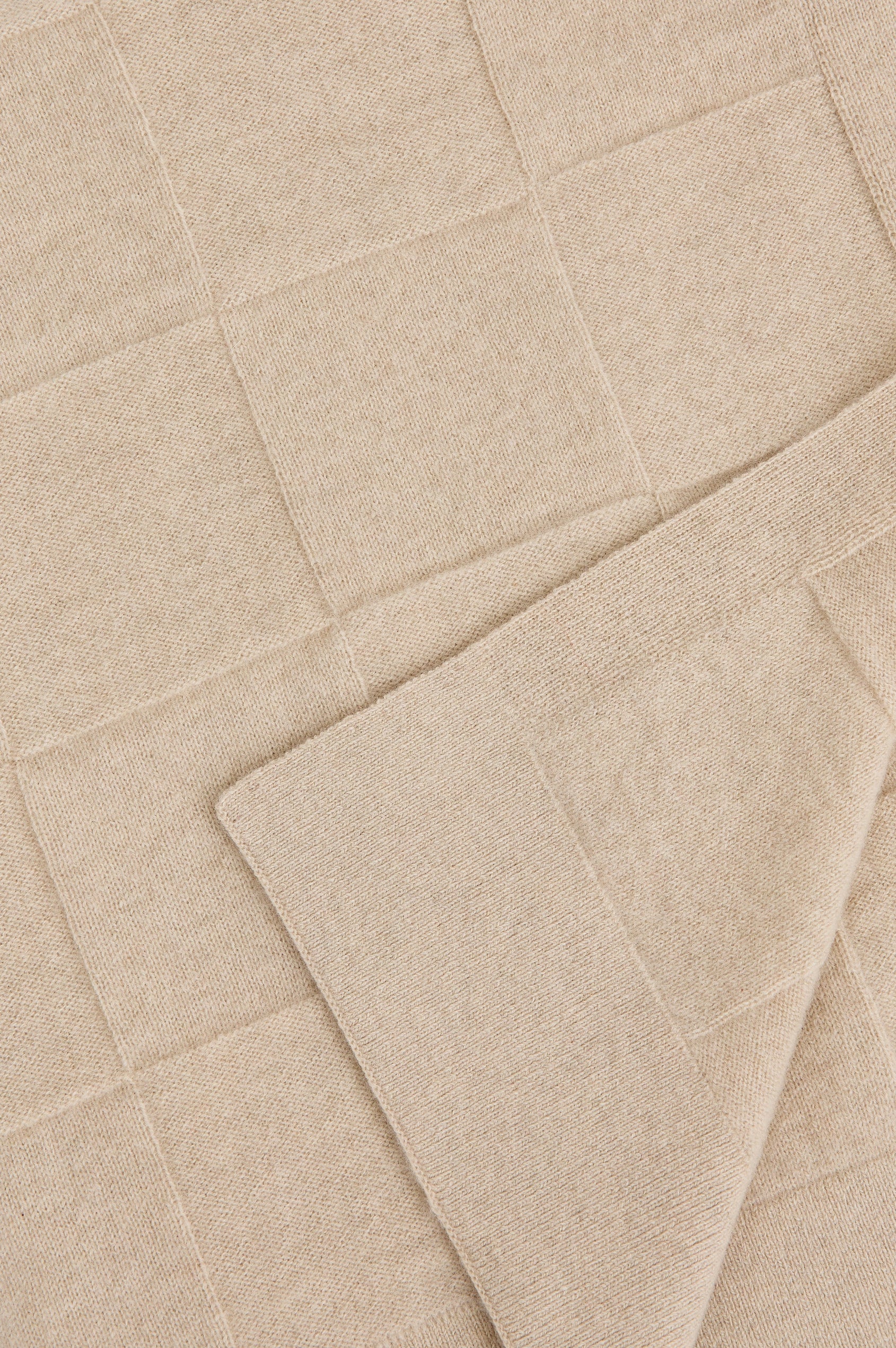 Cashmere Throw with a Quilted Knit in Alabaster Colorway - Close up View