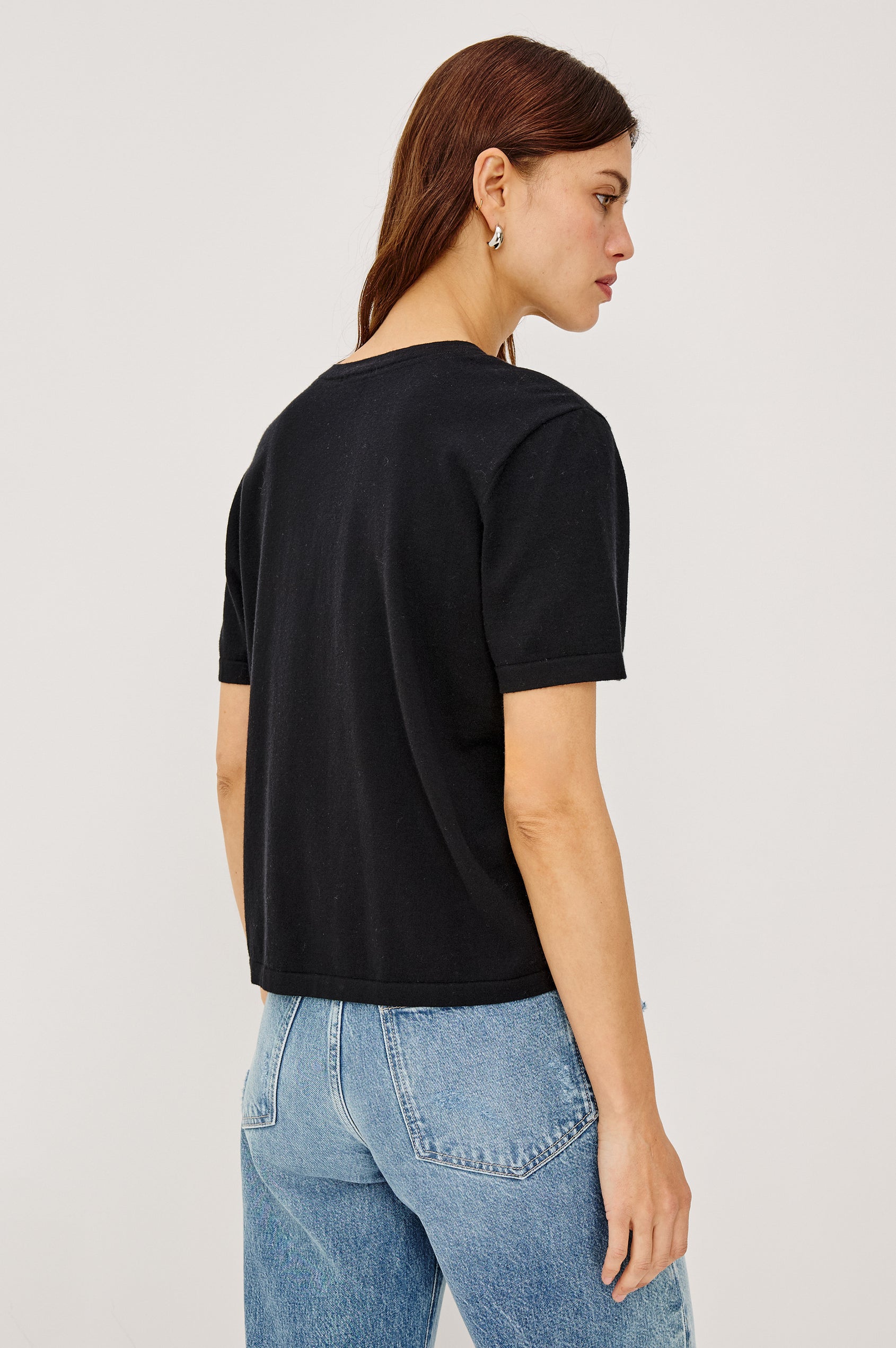 COTTON CASHMERE T-SHIRT - BLACK