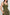 Dia tank midi dress with scoop neck and fitted bodice in Olive colorway - close up of details on model