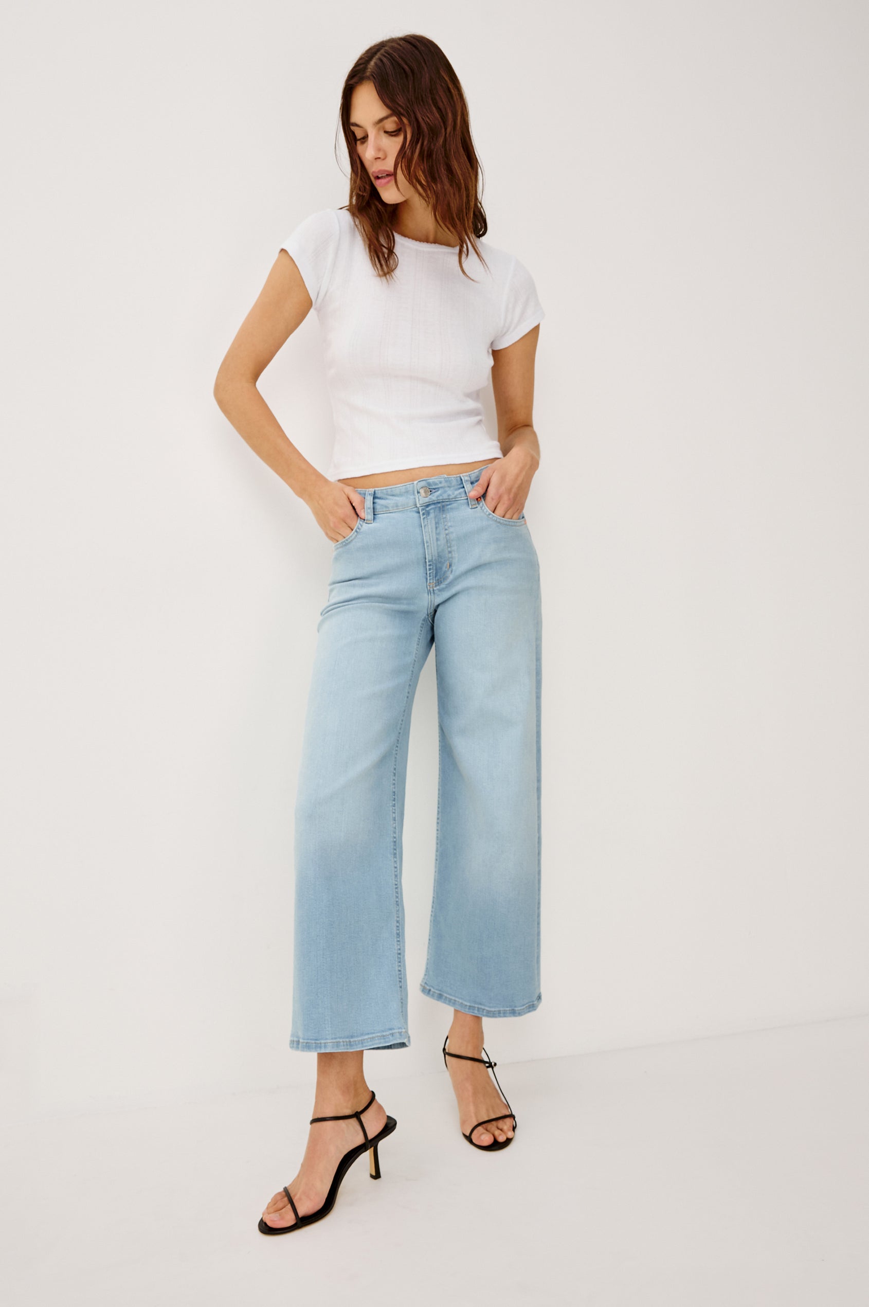 GETTY CROP LOW RISE WIDE LEG - SEAPORT