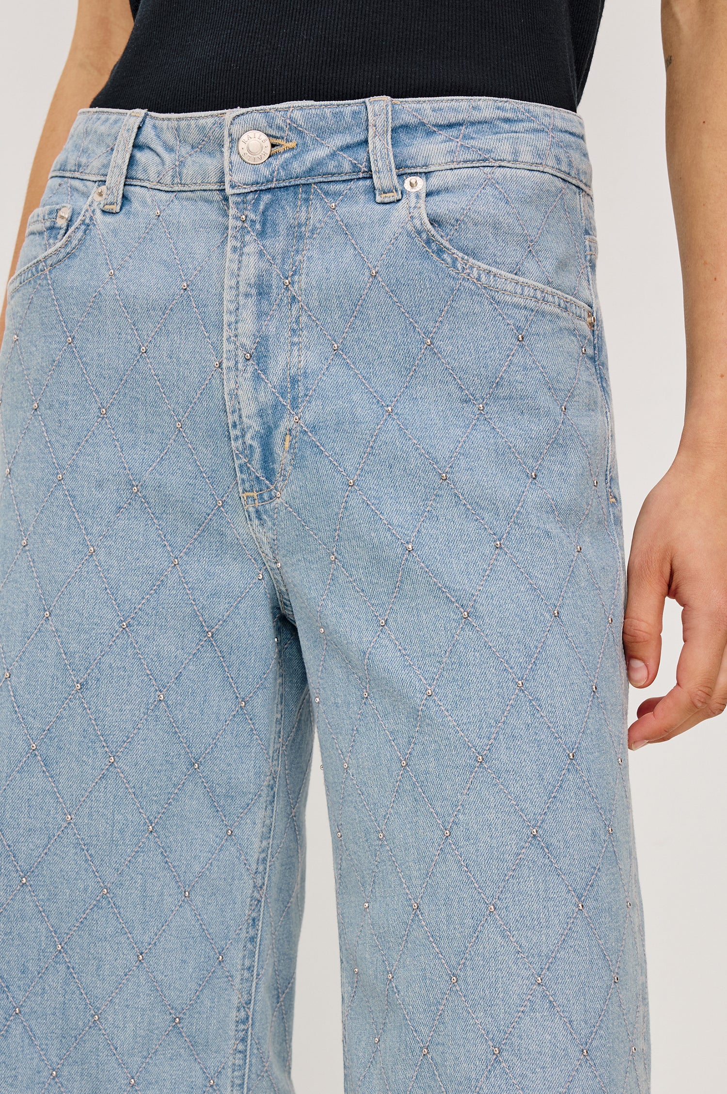 GETTY CROP WIDE LEG - QUILTED STUD