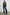 Gisella Long-Sleeve V Neck Sweater with Ribbed Trim and Side Slits in Thunder Colorway - Front Full Body View Featured on Model