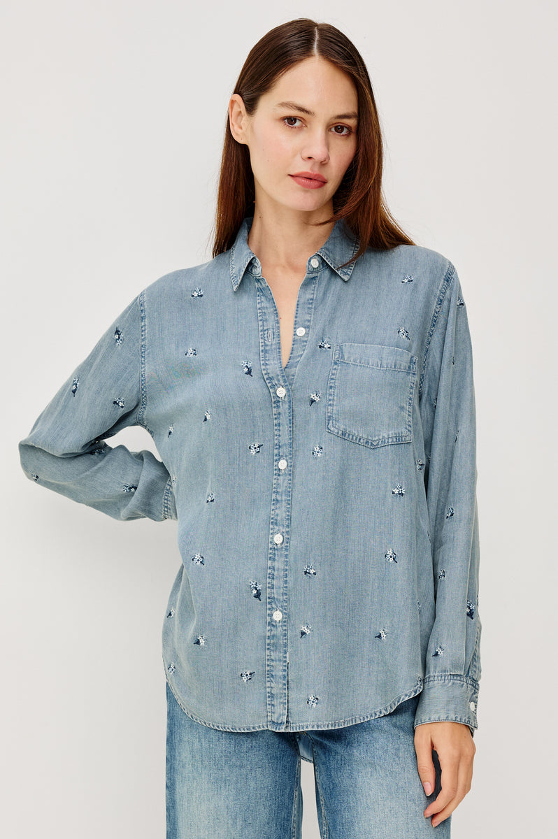 INGRID SHIRT - BLUE BLOSSOMS – Rails Canada