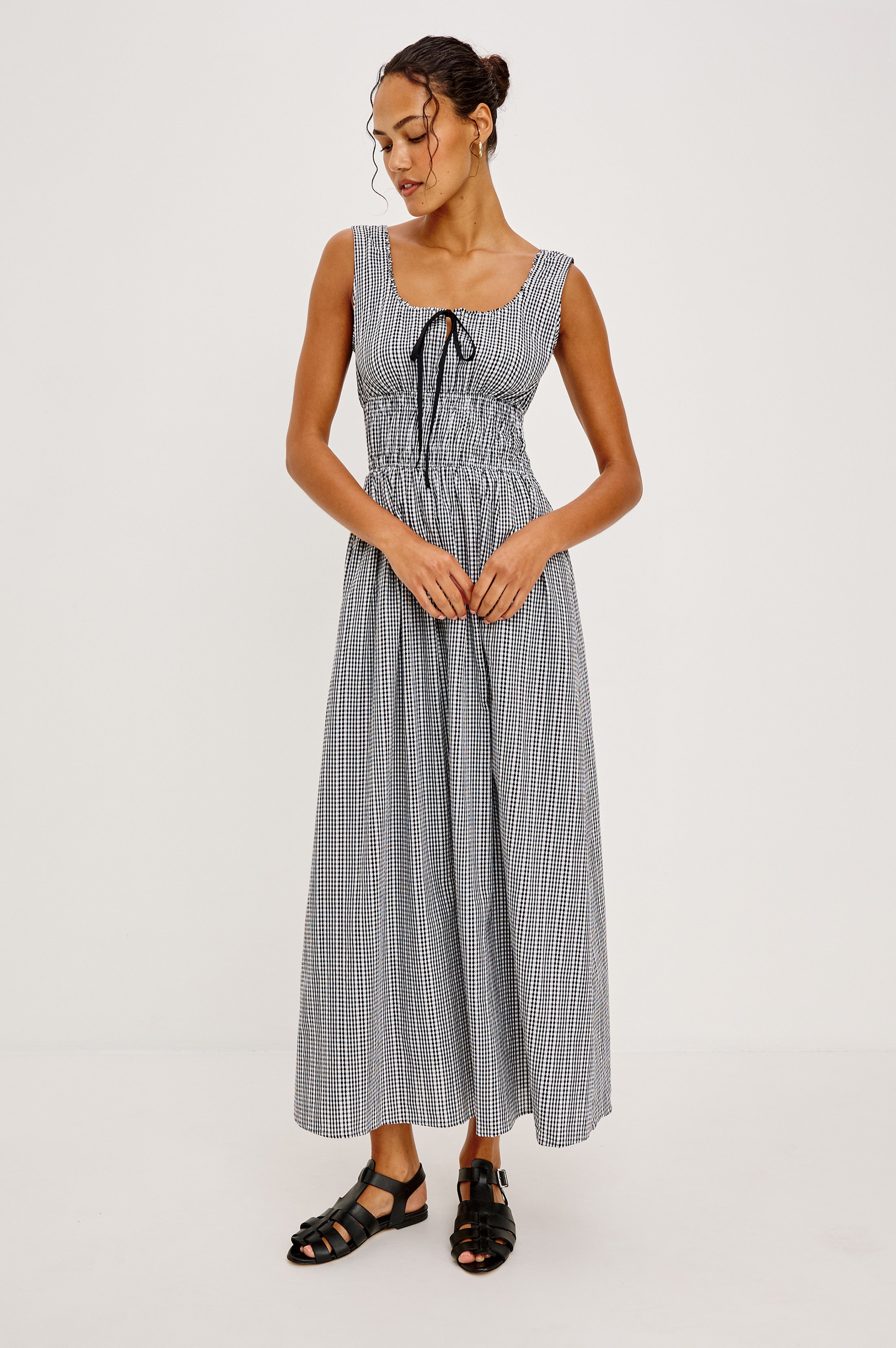 JORDIE DRESS - BLACK GINGHAM – Rails Canada