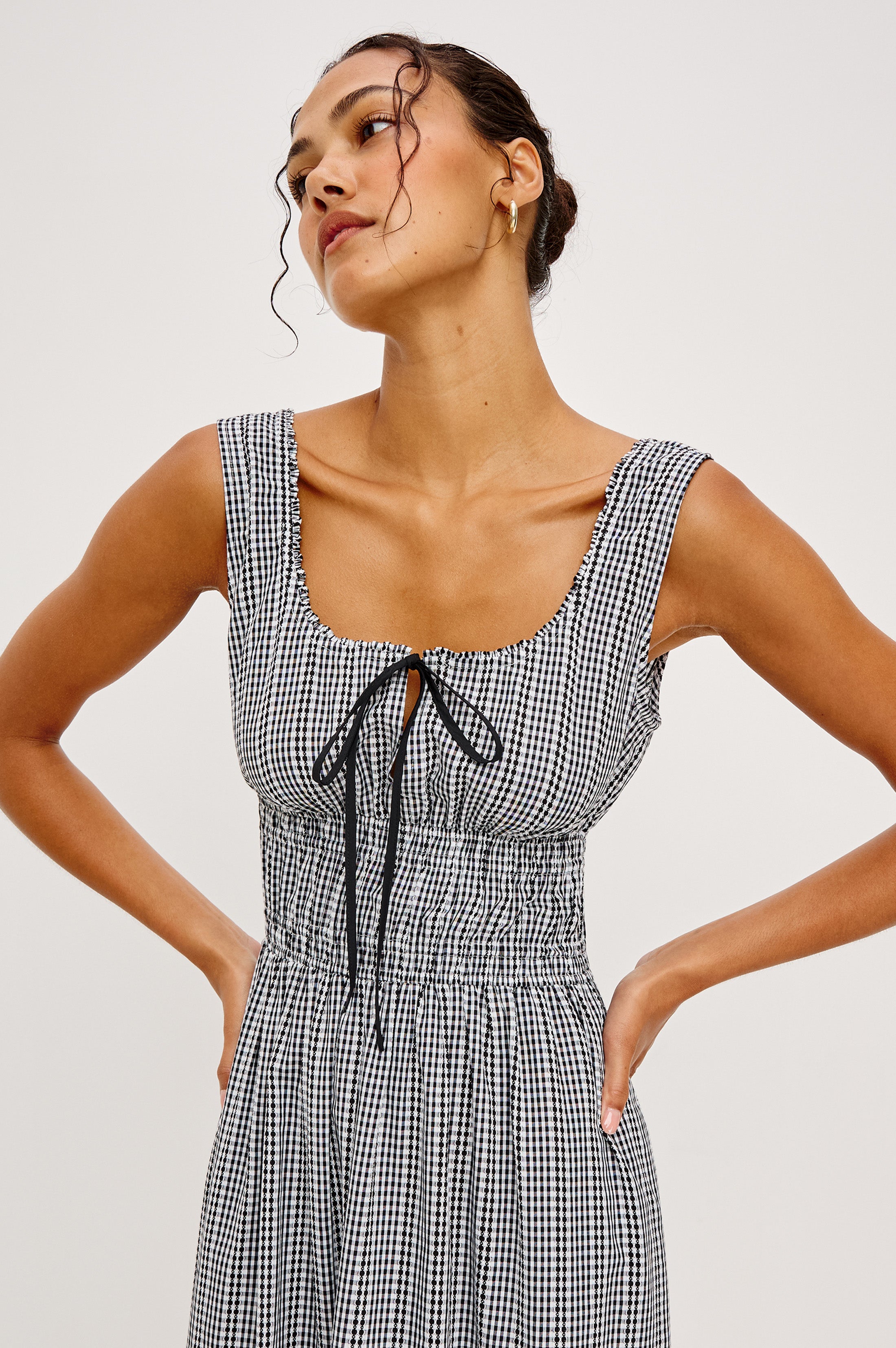 JORDIE DRESS - BLACK GINGHAM – Rails Canada