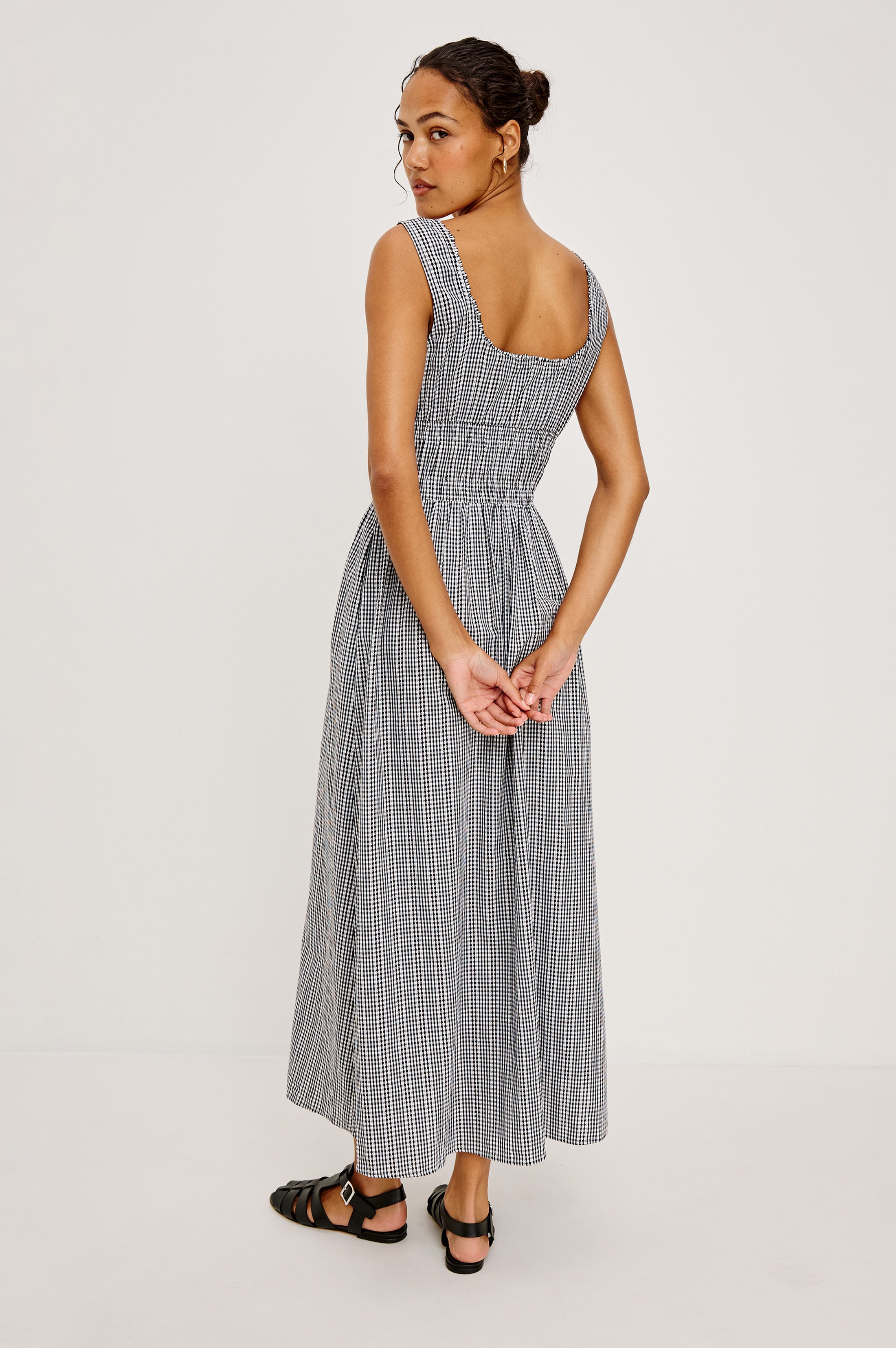 JORDIE DRESS - BLACK GINGHAM – Rails Canada