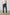  Julian Pants with an Elastic Waist, Two Front Pockets and Two Back Welt Pockets in Faded Blue Colorway - Back View Featured on Model 
