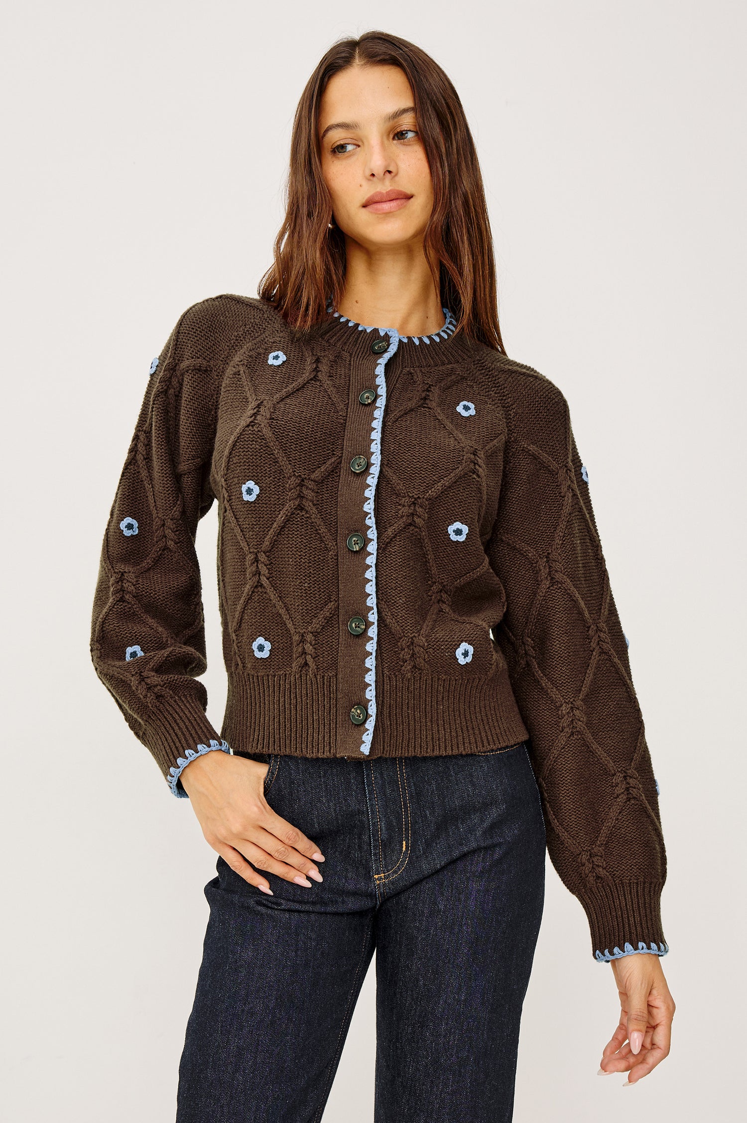 LAURIE CARDIGAN - WALNUT DAISY