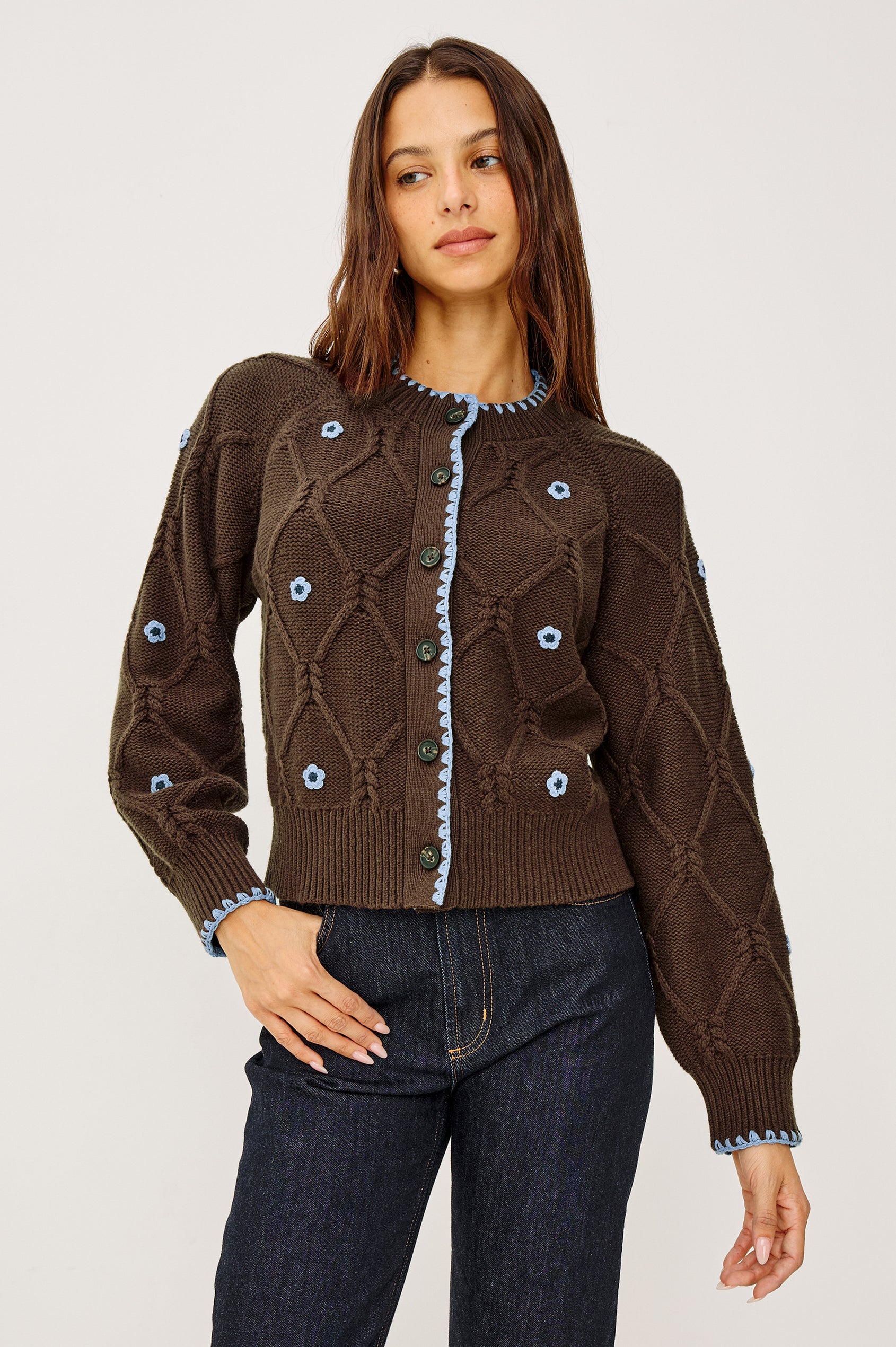 LAURIE CARDIGAN - WALNUT DAISY