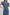 Letta Above-Knee Dress with Flutter Sleeves, Snaps down the Front, and a Belted Waist in Classic Blue Colorway - Front View Featured on Model 