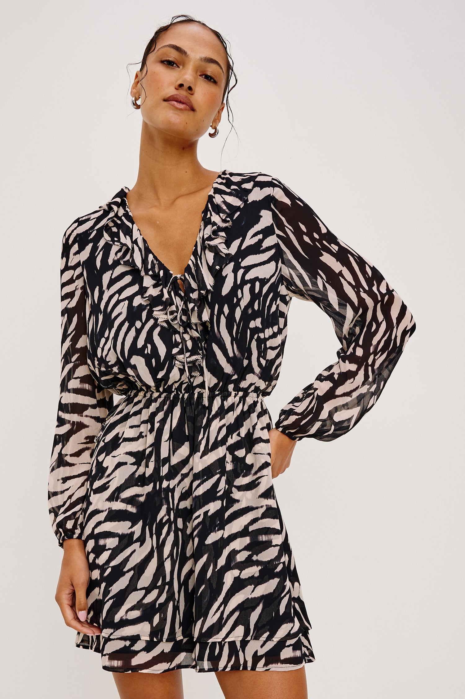 LUCRESIA DRESS - IVORY TIGER STRIPE