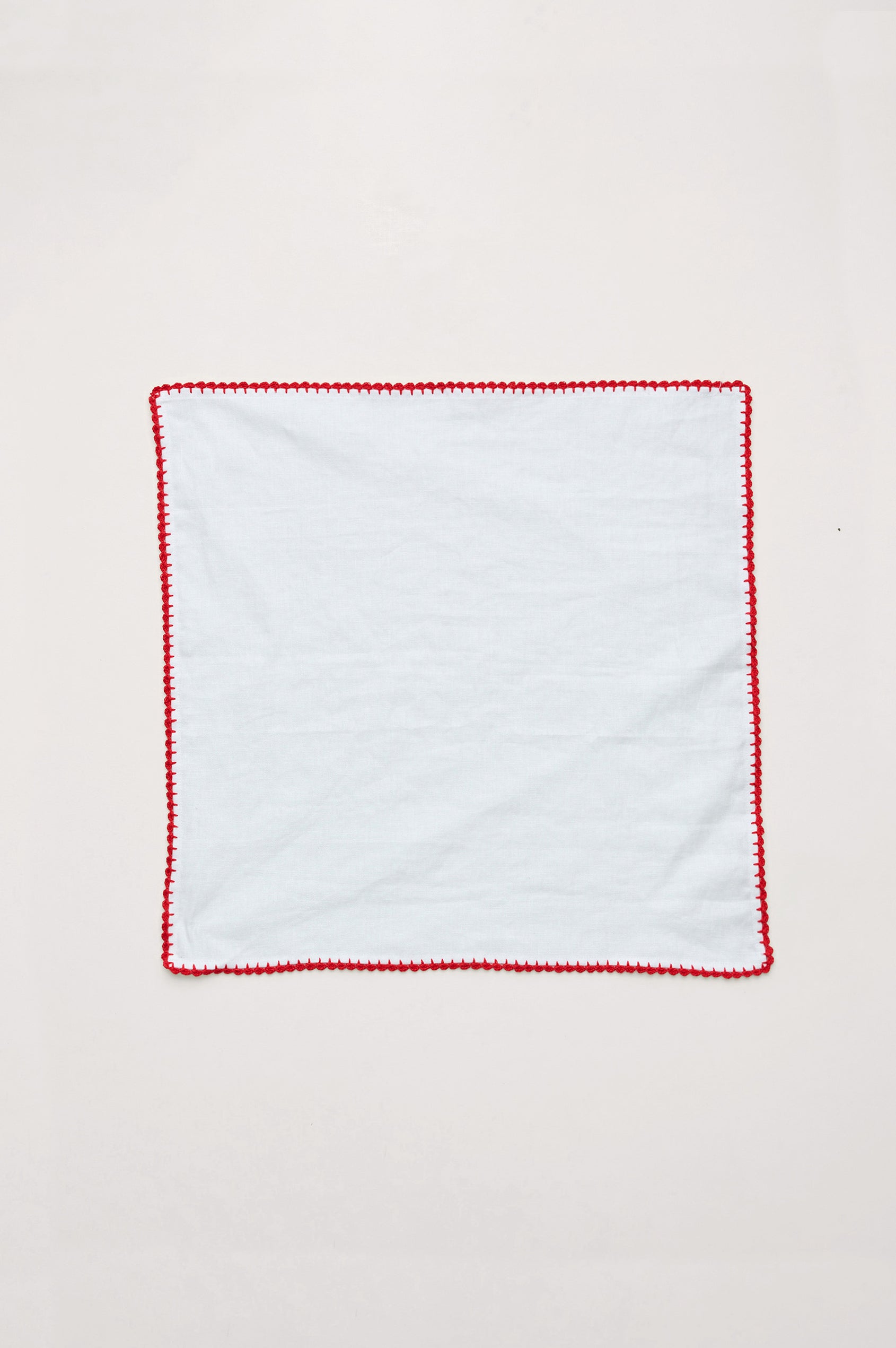 Nonna Napkin in Heavy Linen With Contrast Crochet Trim - Flat Lay Product View Featured