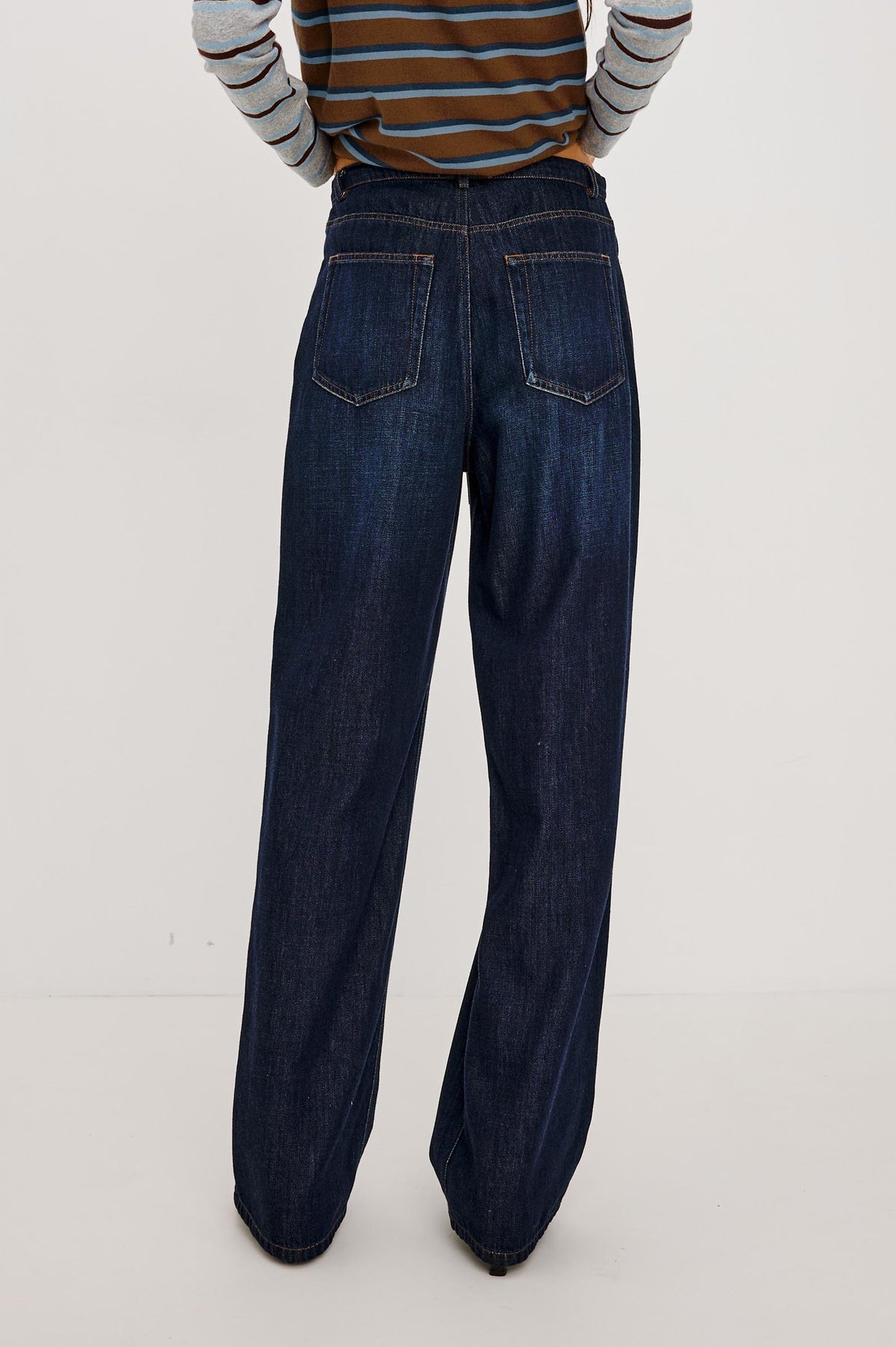 Normandie Pant in Cotton-Lyocell Blend With Relaxed Wide Legs, Drawstring Waistband, Zip Fly, and 5-Pockets in Rinse Wash Colorway -
