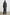 Opera Below-the-Knee Length Coat with V Neck, Three-Button Closure and Two Front Flap Patch Pockets in Charcoal Colorway - Back Full Body View Featured on Model