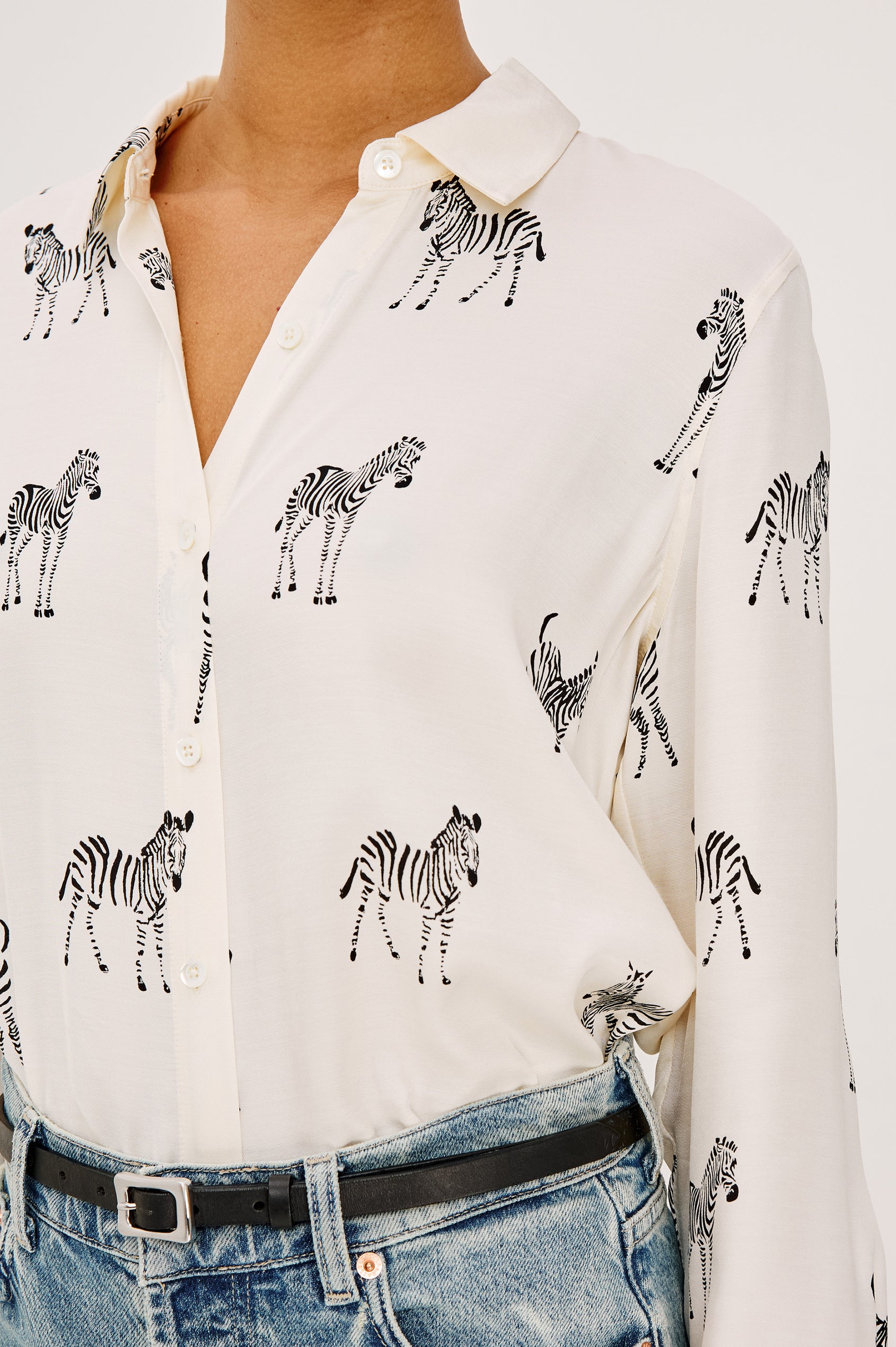 SAIGE SHIRT - IVORY ZEBRA