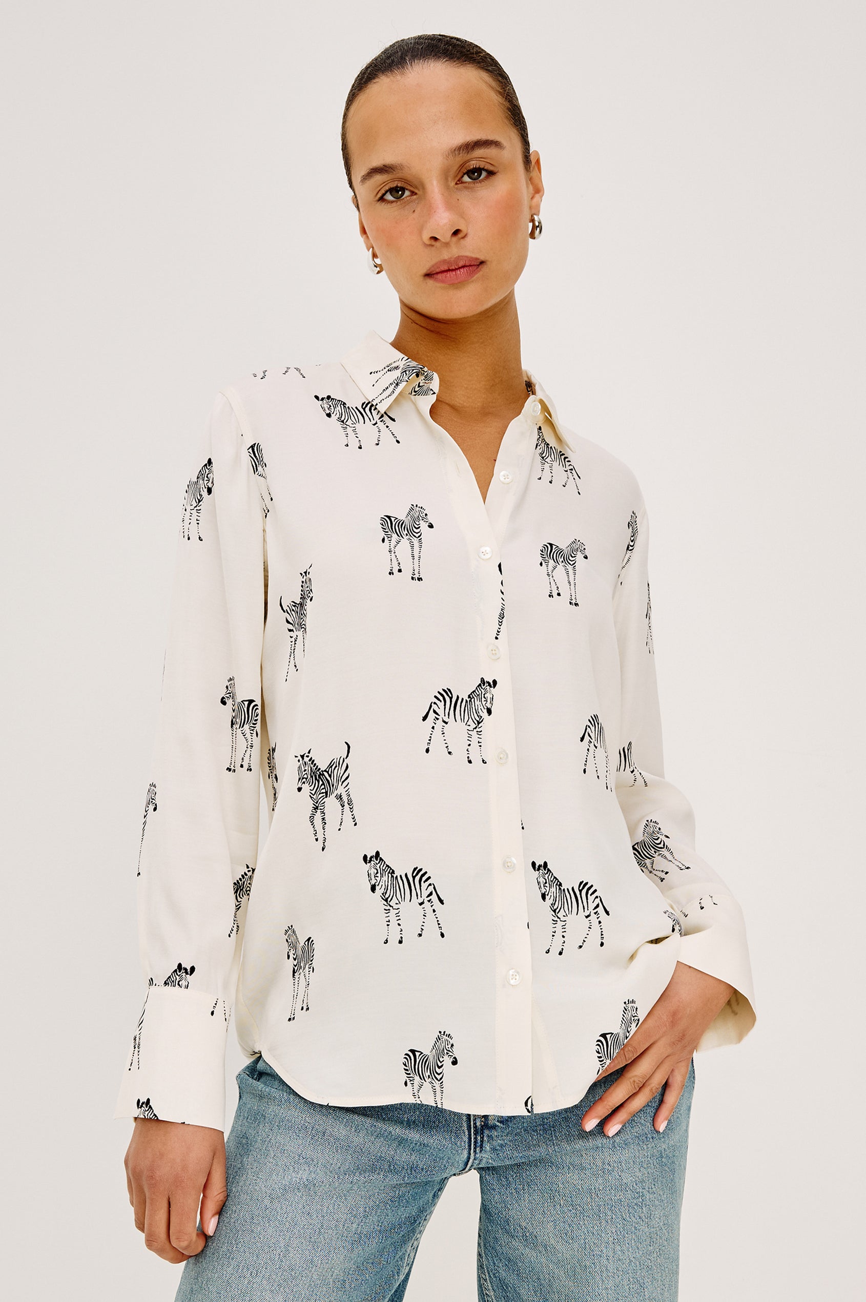 SAIGE SHIRT - IVORY ZEBRA