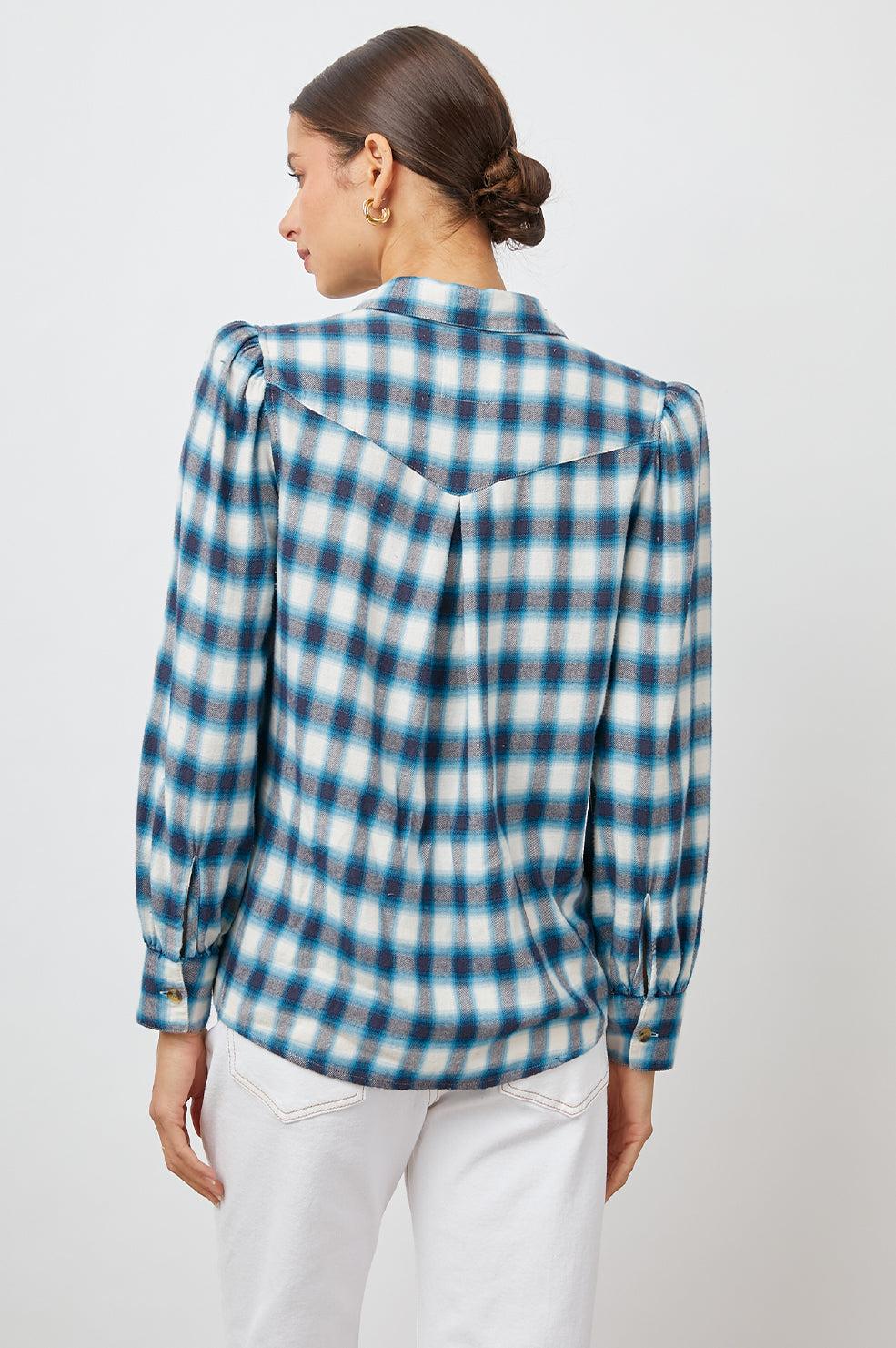 ADA IVORY NAVY TURQUOISE SHIRT-BACK
