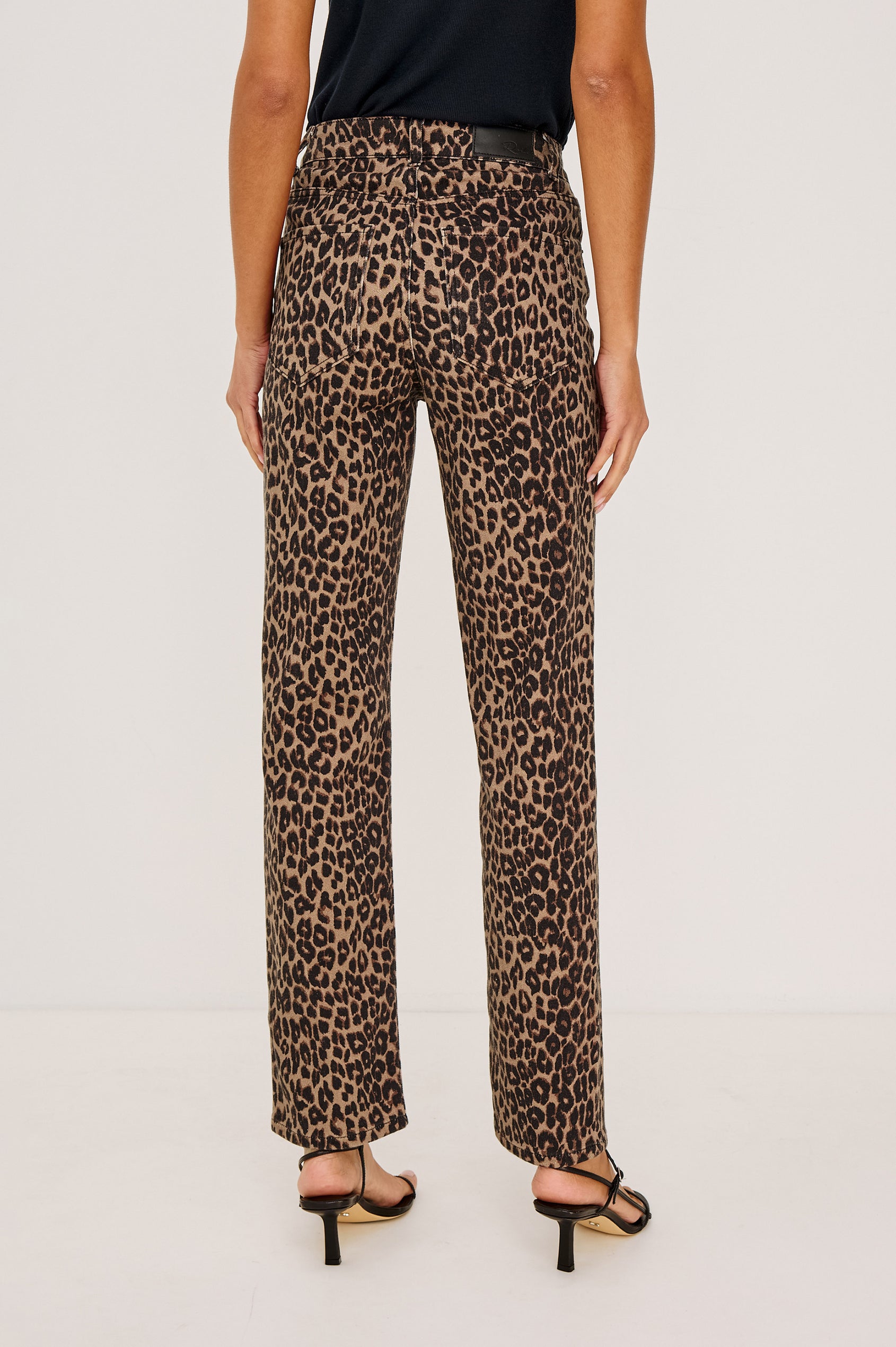 Topanga High-Rise Wide Straight Leg Jean in Dark Wash Denim With 5-Pockets and a Front Zip-Fly in Midnight Blues Colorway - back View Featured on Model