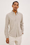 Vincent Shirt in Soft Piqué With Button-Down Collar, Chest Pocket, Front Buttons, Long Sleeves, and Classic Fit in Silt Colorway - Upper Body Front View Featured on Model