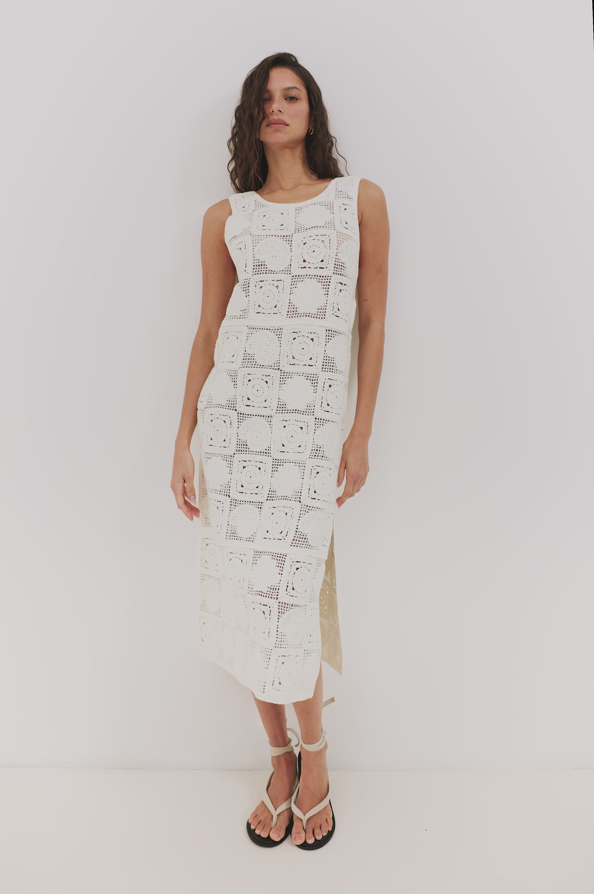 RAILS X LSPACE CALLA DRESS - WHITE SEA SHELL CROCHET