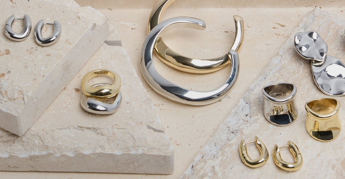 Variety of mixed gold and silver jewelry 